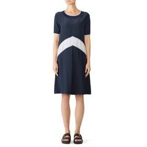 Rag & Bone Women's Hannah Chevron 100% Silk Shift Dress Navy M
